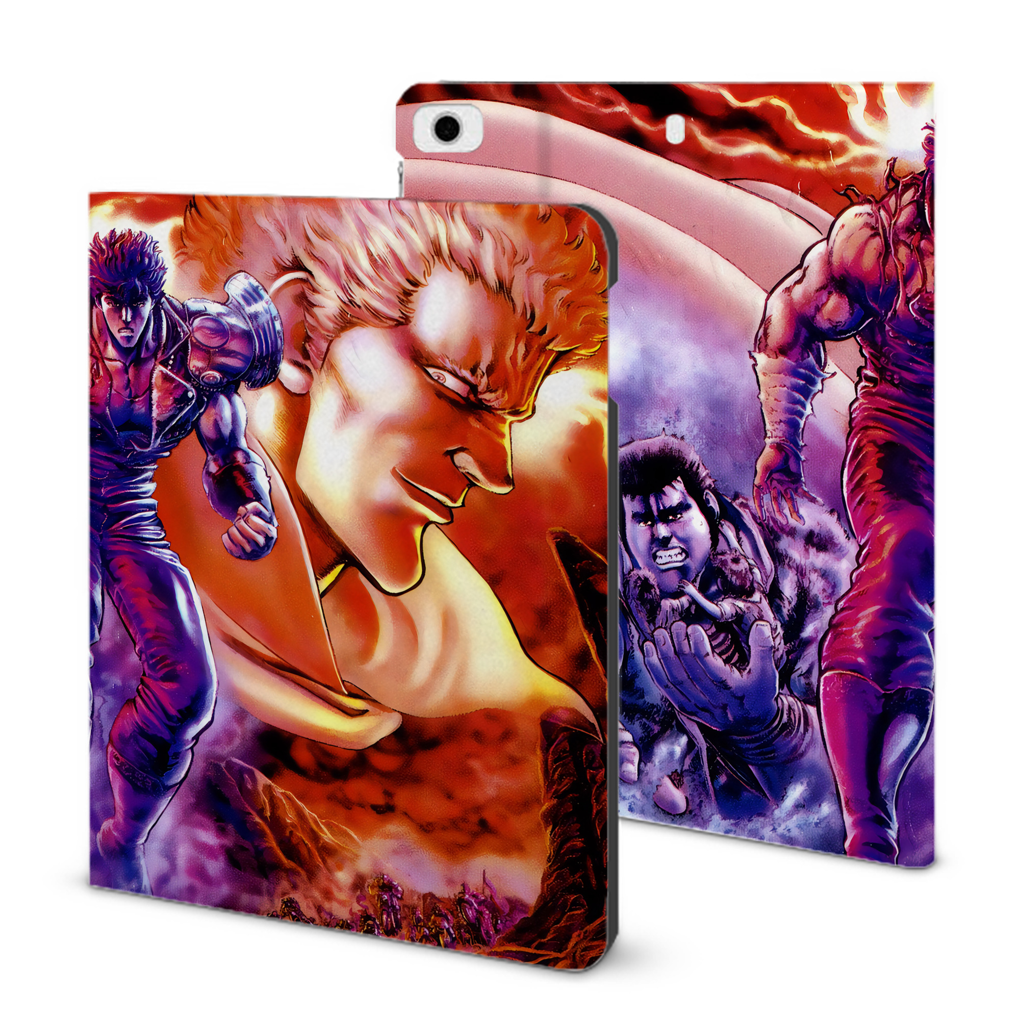 （画像用） 北斗の拳 Fist of the North Star IPad ケース ブック型 PUレザー TPU 耐衝撃 軽量 薄型 ペン収納なし 全面保護 IPad 各モデル対応
